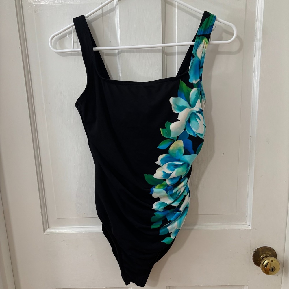 MiracleSuit Mastectomy Hanging Garden‎ Sideswipe Underwire Blue Medium 6/8?